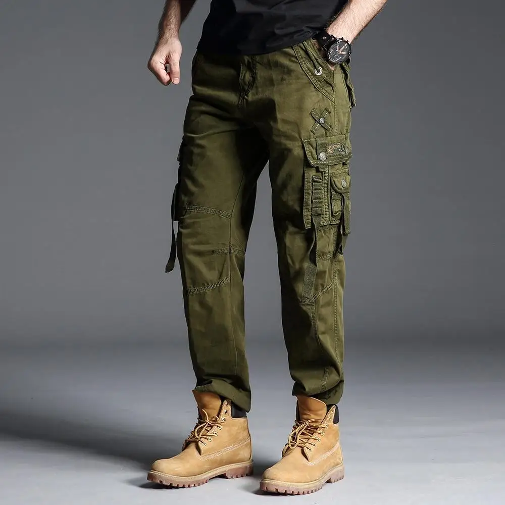 Pantalon cargo long à poches multiples pour hommes, vêtements de rue militaires, vêtements d'extérieur décontractés, grande taille 29-40
