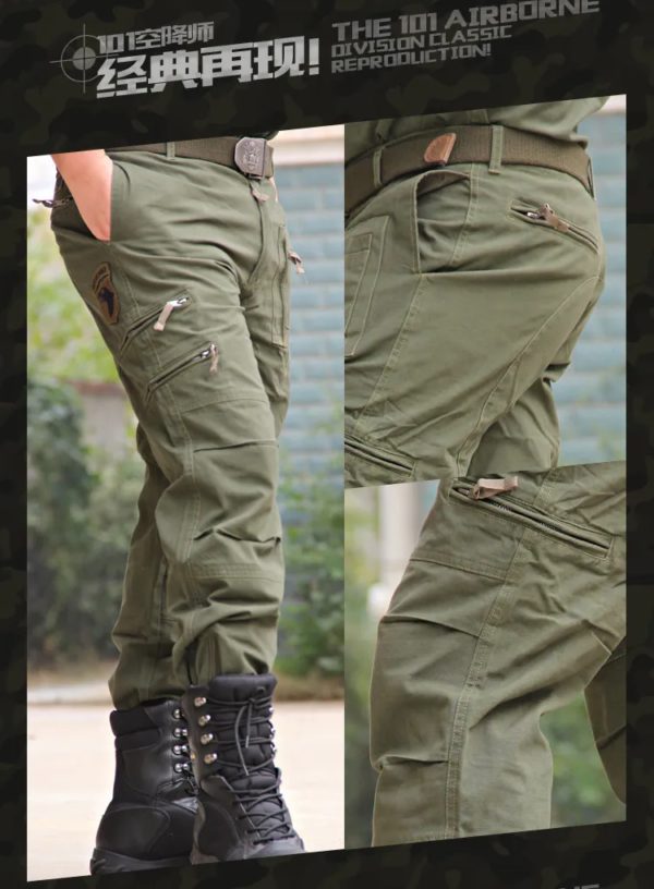 Solomon-Pantalon cargo style extérieur pour homme, jogging camouflage masculin, coton grande taille, nombreuses poches, noir, fjl – Image 6