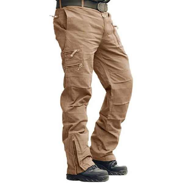 Solomon-Pantalon cargo style extérieur pour homme, jogging camouflage masculin, coton grande taille, nombreuses poches, noir, fjl – Image 4