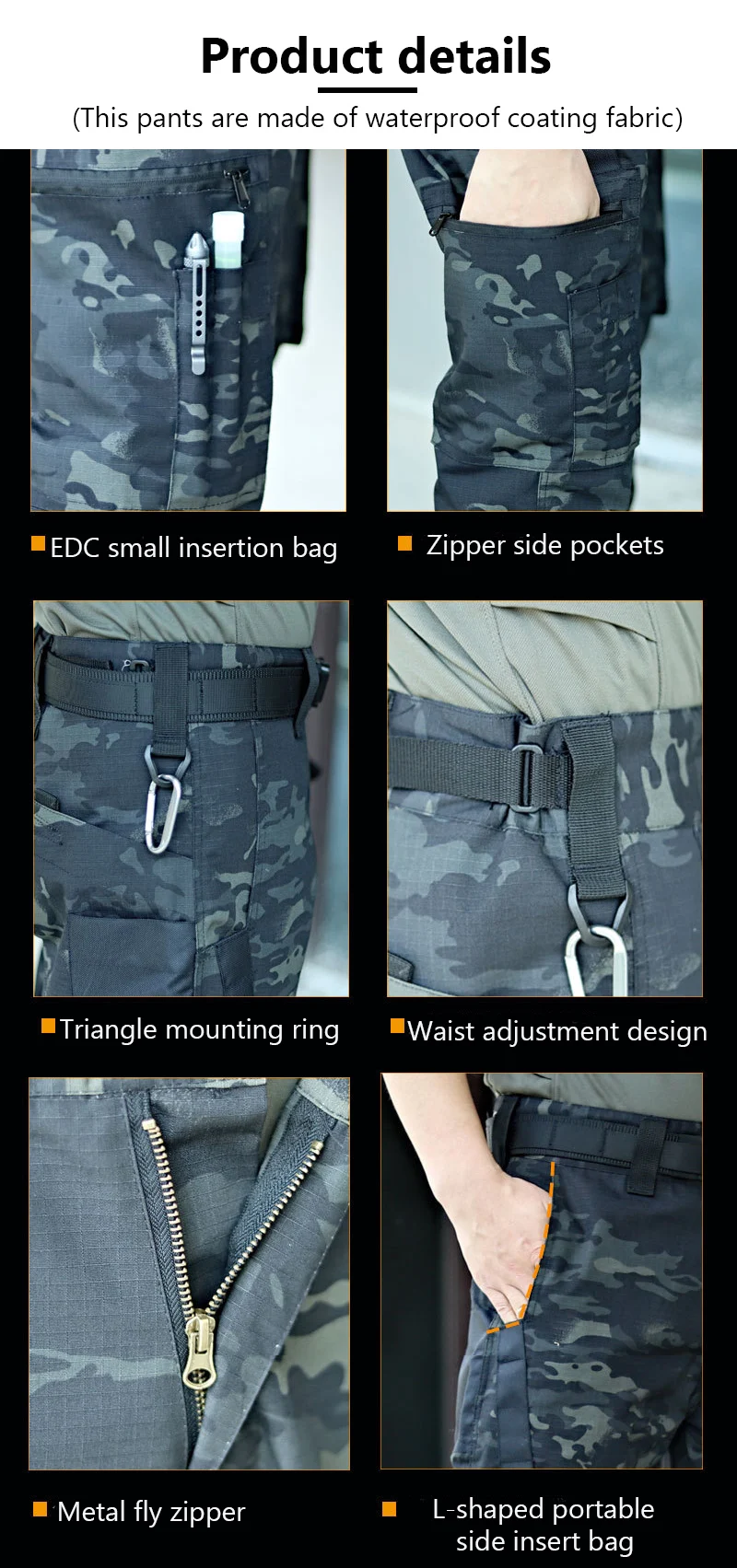 Pantalon Cargo Imperméable pour Homme, Vêtement d'Extérieur, Multi-Poches, FjCasual, Entraînement en Plein Air, Nouvelle Collection