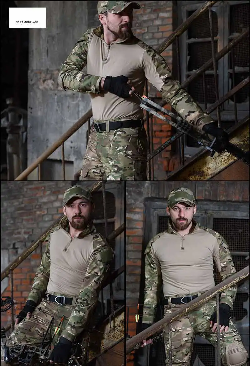Combinaison tactique uniforme militaire, combinaisons Camouflage, chemises de chasse, pantalons, ensembles de vêtements de Paintball Airsoft avec 4 tampons et Plus 8XL