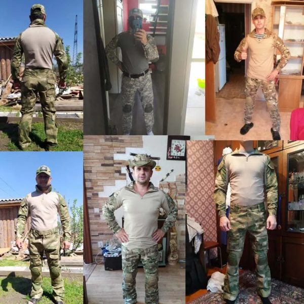Combinaison tactique uniforme militaire, combinaisons Camouflage, chemises de chasse, pantalons, ensembles de vêtements de Paintball Airsoft avec 4 tampons et Plus 8XL – Image 5