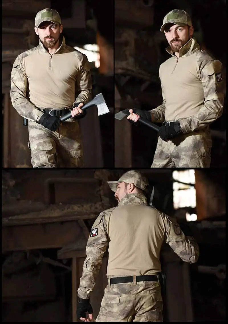 Combinaison tactique uniforme militaire, combinaisons Camouflage, chemises de chasse, pantalons, ensembles de vêtements de Paintball Airsoft avec 4 tampons et Plus 8XL