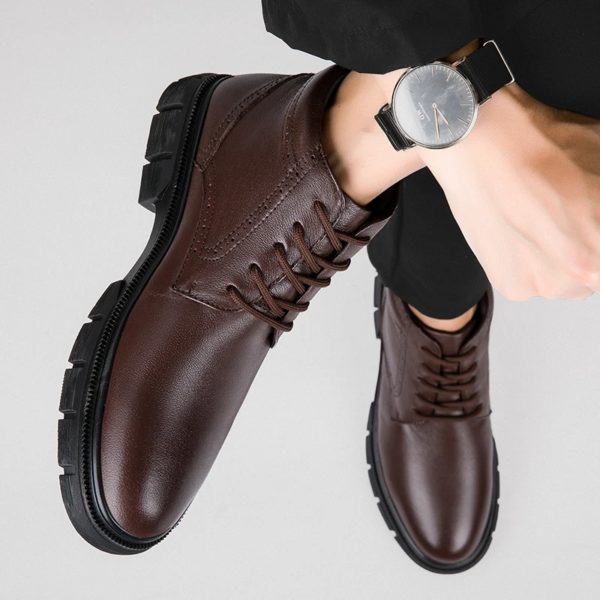 Bottes de motocross classiques unisexes à lacets pour hommes, chaussures en cuir, bottes de rinçage de moto, bottes militaires pour couple, haut, mode, nouveau, 2024 – Image 4