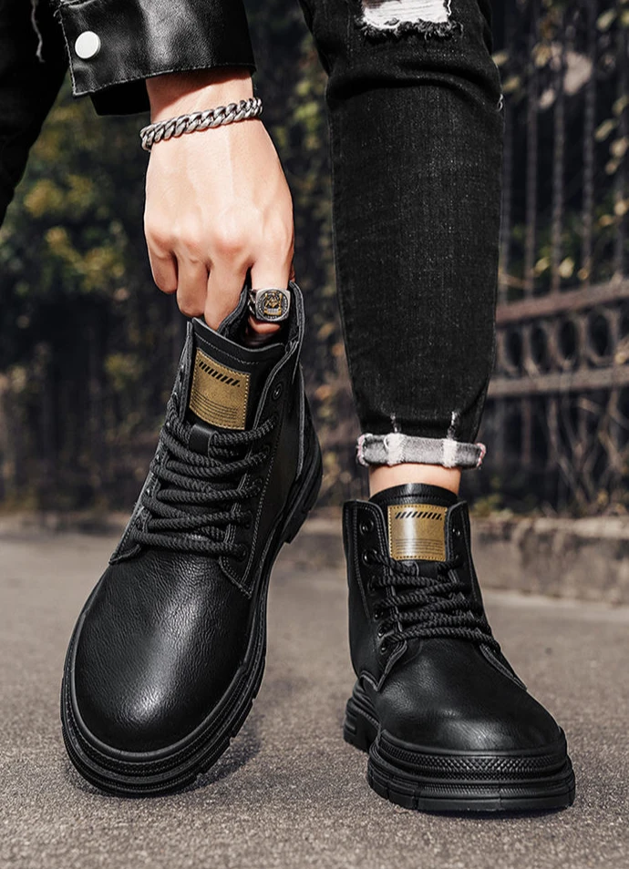 Bottes à lacets de style britannique pour hommes, coupe haute, chaussures pour hommes, bas prix, mode coordonnante, connaître les offres originales, rétro, printemps, automne