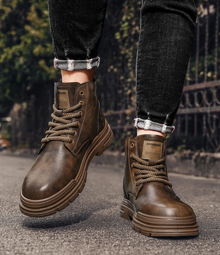 Bottes à lacets de style britannique pour hommes, coupe haute, chaussures pour hommes, bas prix, mode coordonnante, connaître les offres originales, rétro, printemps, automne