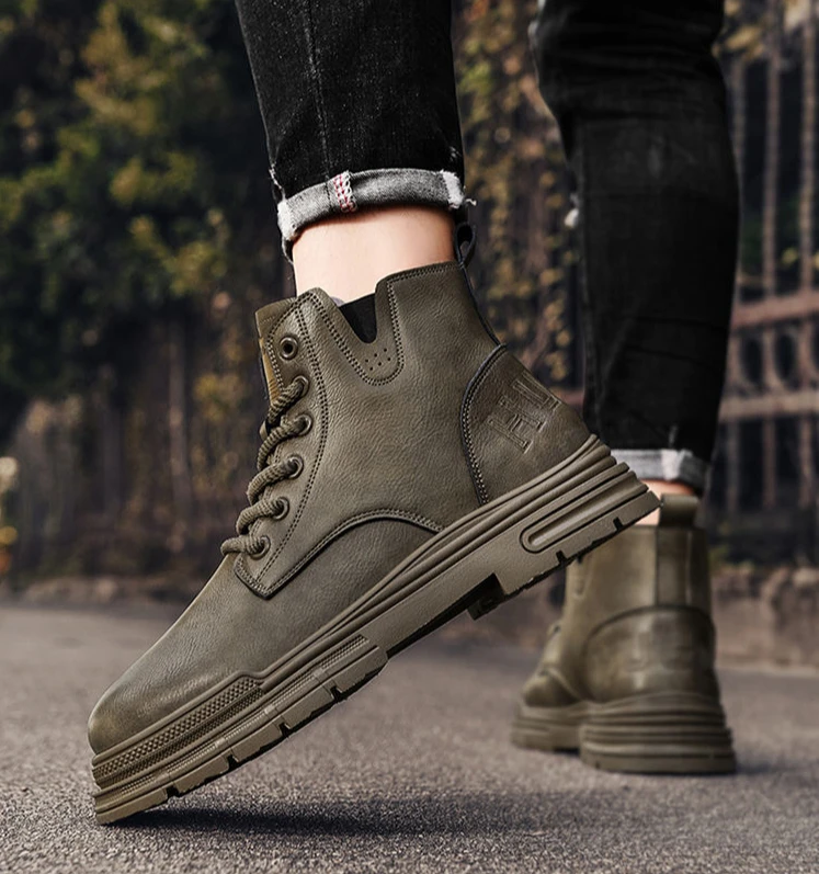 Bottes à lacets de style britannique pour hommes, coupe haute, chaussures pour hommes, bas prix, mode coordonnante, connaître les offres originales, rétro, printemps, automne