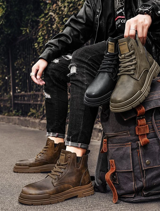 Bottes à lacets de style britannique pour hommes, coupe haute, chaussures pour hommes, bas prix, mode coordonnante, connaître les offres originales, rétro, printemps, automne