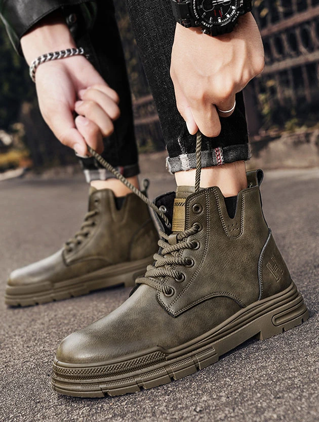 Bottes à lacets de style britannique pour hommes, coupe haute, chaussures pour hommes, bas prix, mode coordonnante, connaître les offres originales, rétro, printemps, automne