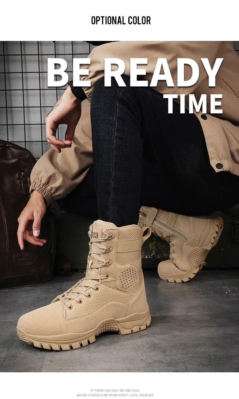Moipheng-Bottes militaires imperméables pour hommes, chaussures de randonnée en plein air, chaussures de trekking hautes en cuir, bottes Dulskip pour hommes