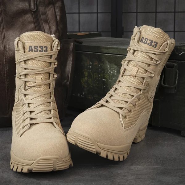 Moipheng-Bottes militaires imperméables pour hommes, chaussures de randonnée en plein air, chaussures de trekking hautes en cuir, bottes Dulskip pour hommes – Image 2