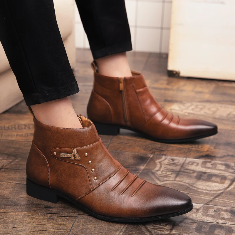 StephanFashion-Chaussures à enfiler pour hommes, chaussures provoqué d'affaires, bottes de rinçage, bottes de gentleman de mariage, haute qualité