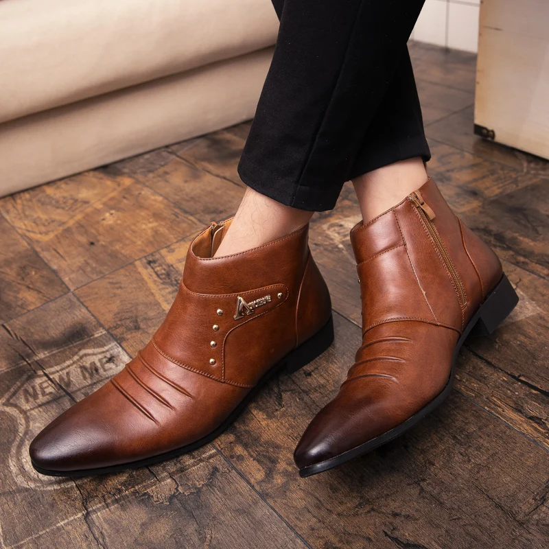 StephanFashion-Chaussures à enfiler pour hommes, chaussures provoqué d'affaires, bottes de rinçage, bottes de gentleman de mariage, haute qualité