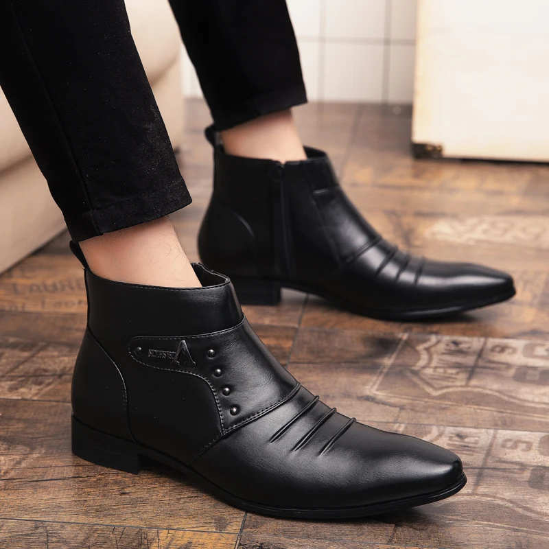 StephanFashion-Chaussures à enfiler pour hommes, chaussures provoqué d'affaires, bottes de rinçage, bottes de gentleman de mariage, haute qualité