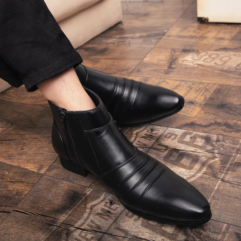 StephanFashion-Chaussures à enfiler pour hommes, chaussures provoqué d'affaires, bottes de rinçage, bottes de gentleman de mariage, haute qualité