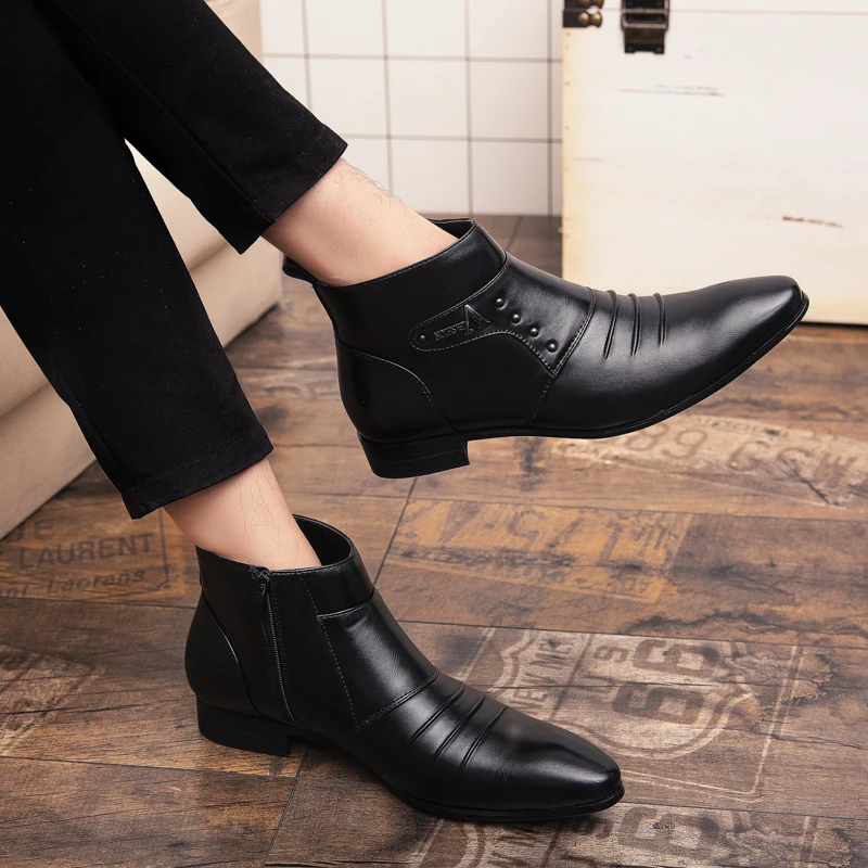 StephanFashion-Chaussures à enfiler pour hommes, chaussures provoqué d'affaires, bottes de rinçage, bottes de gentleman de mariage, haute qualité