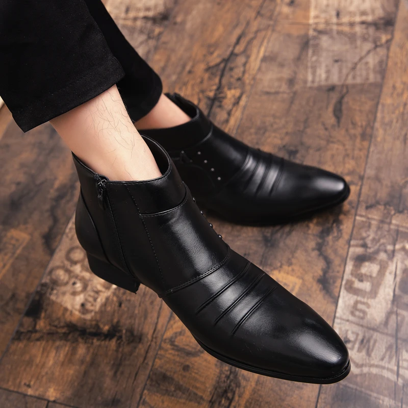 StephanFashion-Chaussures à enfiler pour hommes, chaussures provoqué d'affaires, bottes de rinçage, bottes de gentleman de mariage, haute qualité