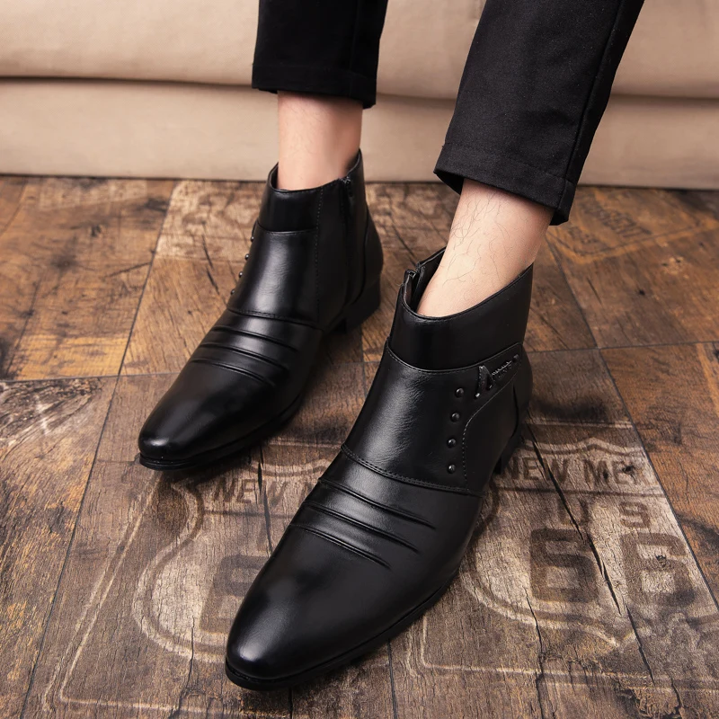 StephanFashion-Chaussures à enfiler pour hommes, chaussures provoqué d'affaires, bottes de rinçage, bottes de gentleman de mariage, haute qualité