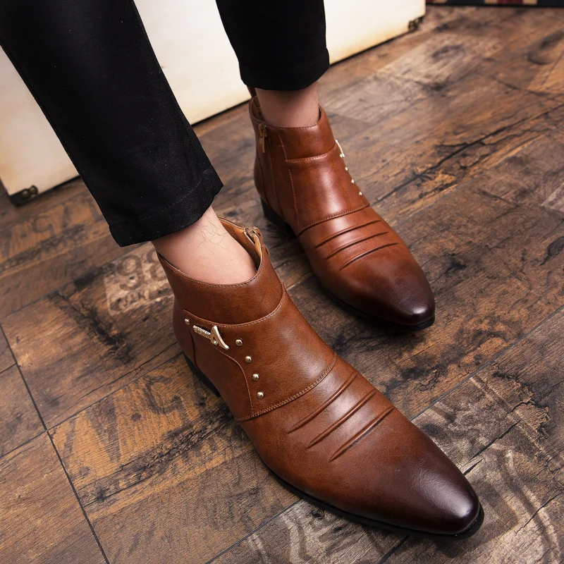 StephanFashion-Chaussures à enfiler pour hommes, chaussures provoqué d'affaires, bottes de rinçage, bottes de gentleman de mariage, haute qualité