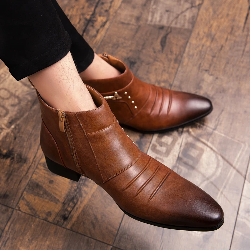 StephanFashion-Chaussures à enfiler pour hommes, chaussures provoqué d'affaires, bottes de rinçage, bottes de gentleman de mariage, haute qualité