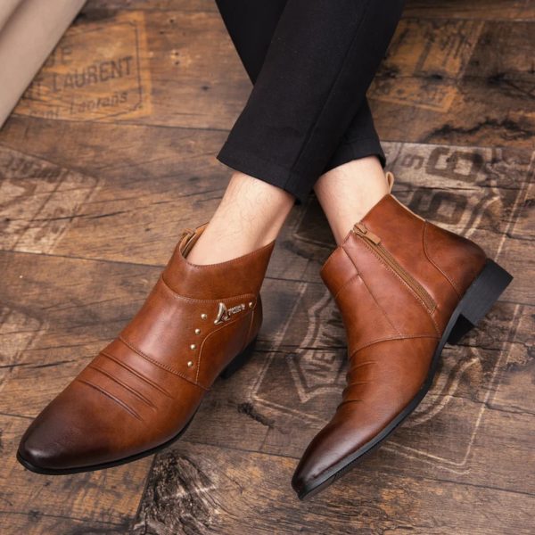 StephanFashion-Chaussures à enfiler pour hommes, chaussures provoqué d'affaires, bottes de rinçage, bottes de gentleman de mariage, haute qualité – Image 6