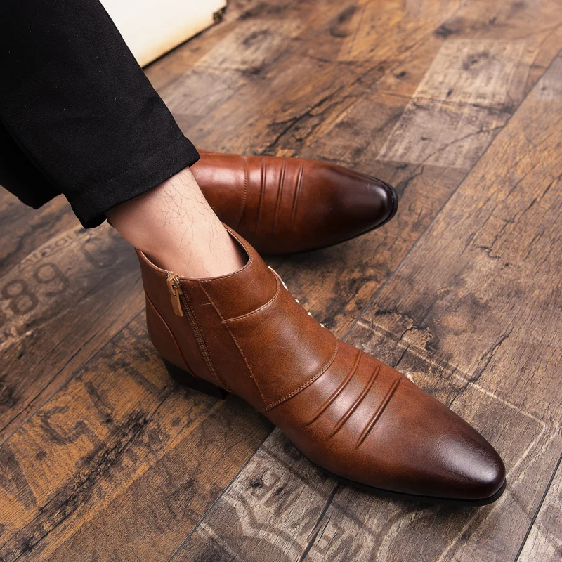 StephanFashion-Chaussures à enfiler pour hommes, chaussures provoqué d'affaires, bottes de rinçage, bottes de gentleman de mariage, haute qualité
