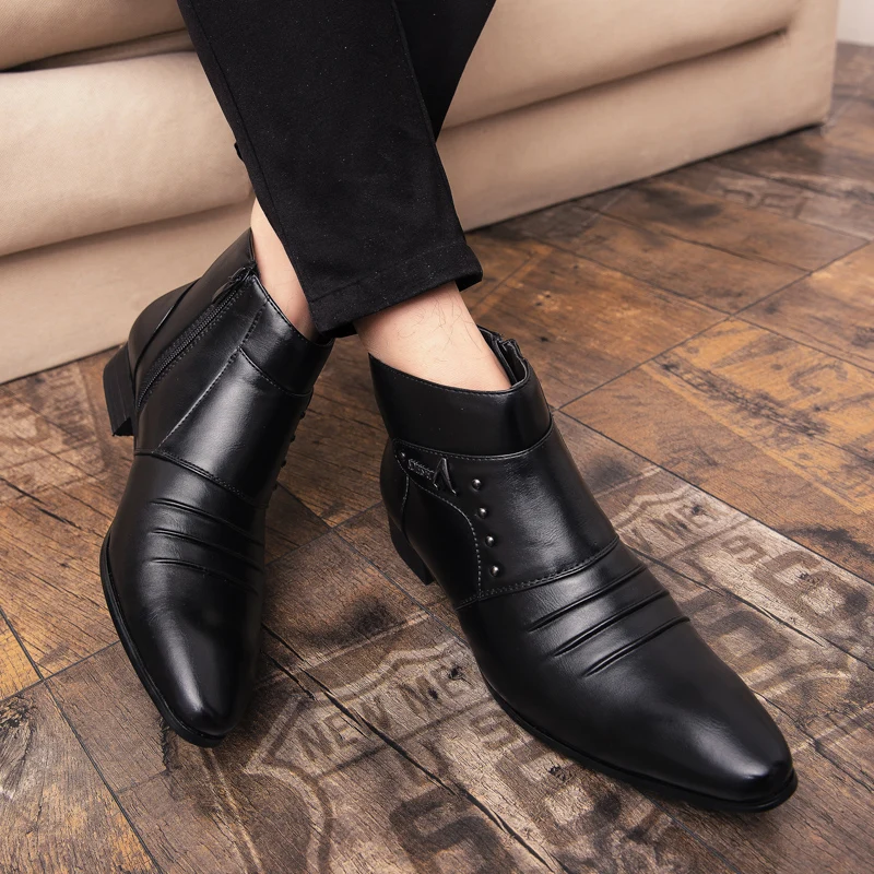 StephanFashion-Chaussures à enfiler pour hommes, chaussures provoqué d'affaires, bottes de rinçage, bottes de gentleman de mariage, haute qualité