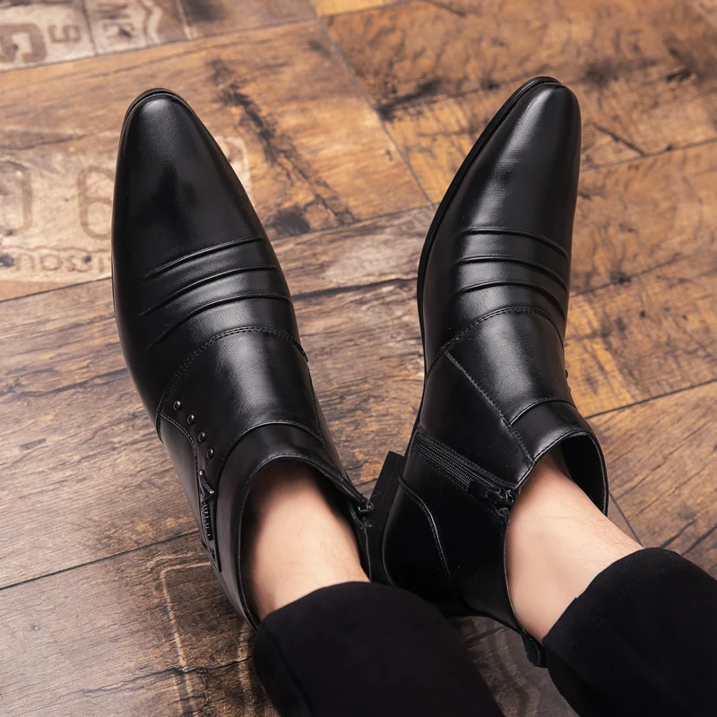 StephanFashion-Chaussures à enfiler pour hommes, chaussures provoqué d'affaires, bottes de rinçage, bottes de gentleman de mariage, haute qualité