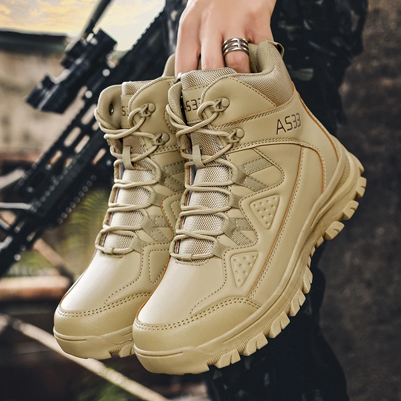Bottes de saut dans le désert imperméables pour hommes, chaussures d'extérieur, d'escalade, de randonnée, de sécurité, de travail, de rinçage