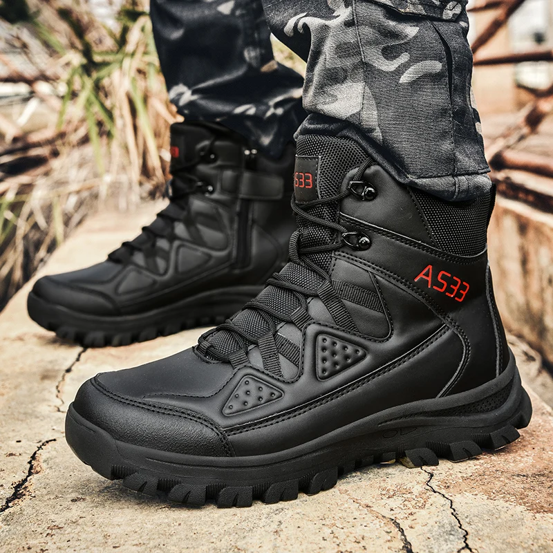 Bottes de saut dans le désert imperméables pour hommes, chaussures d'extérieur, d'escalade, de randonnée, de sécurité, de travail, de rinçage