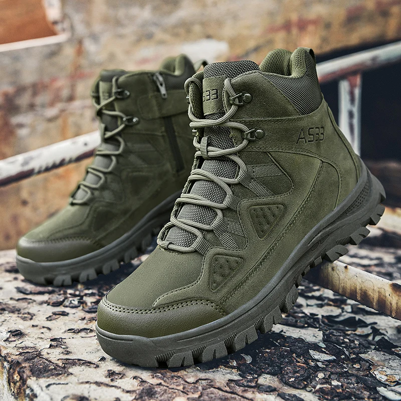 Bottes de saut dans le désert imperméables pour hommes, chaussures d'extérieur, d'escalade, de randonnée, de sécurité, de travail, de rinçage