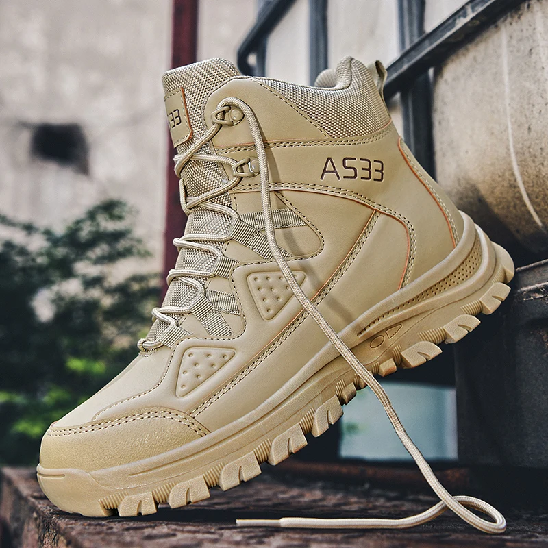 Bottes de saut dans le désert imperméables pour hommes, chaussures d'extérieur, d'escalade, de randonnée, de sécurité, de travail, de rinçage