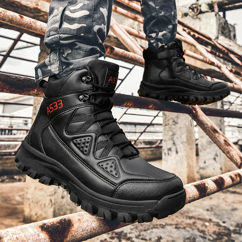 Bottes de saut dans le désert imperméables pour hommes, chaussures d'extérieur, d'escalade, de randonnée, de sécurité, de travail, de rinçage
