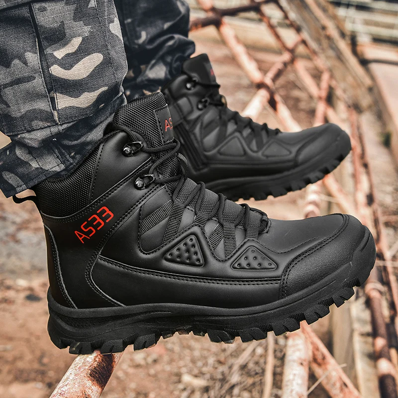 Bottes de saut dans le désert imperméables pour hommes, chaussures d'extérieur, d'escalade, de randonnée, de sécurité, de travail, de rinçage
