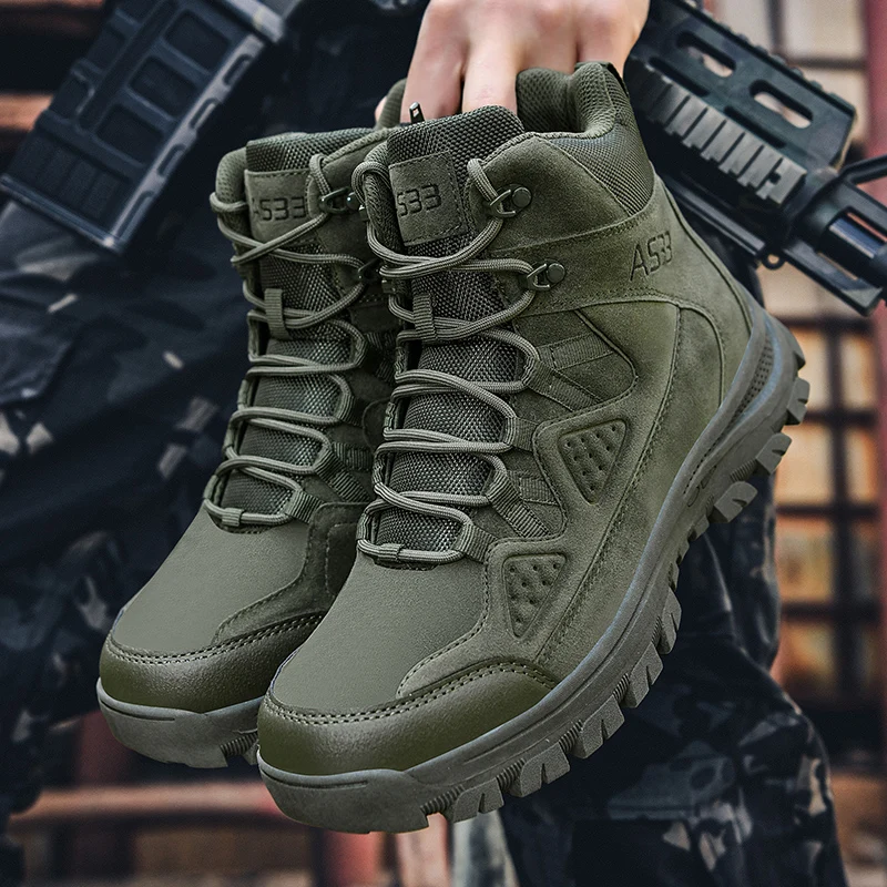 Bottes de saut dans le désert imperméables pour hommes, chaussures d'extérieur, d'escalade, de randonnée, de sécurité, de travail, de rinçage