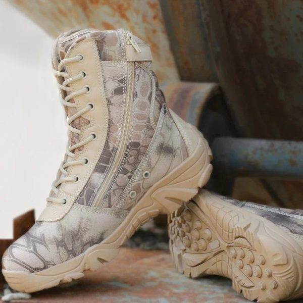 Bottes en cuir imperméables pour hommes, chaussures de travail décontractées, bottes de printemps Skip Rinse, imprimé dans le désert, DulBoots, 2024 – Image 3