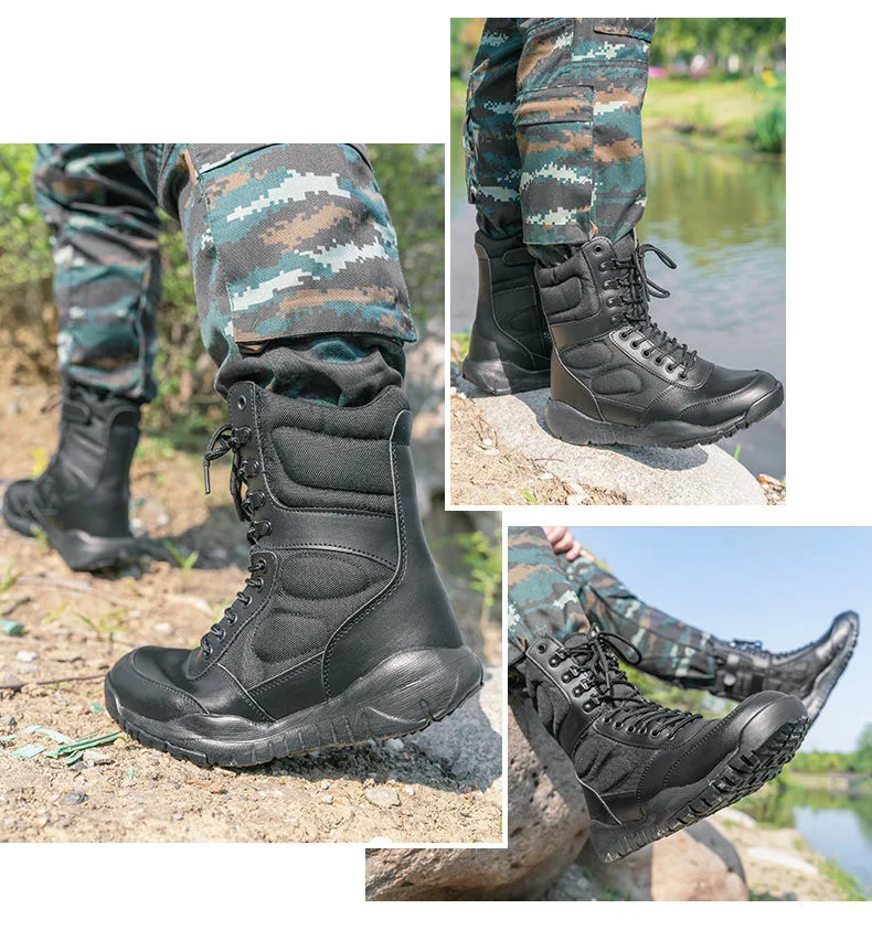 LAHORS-Bottes de randonnée légères en cuir de vachette pour hommes, chaussures de rinçage en plein air, bottes de saut dans le désert