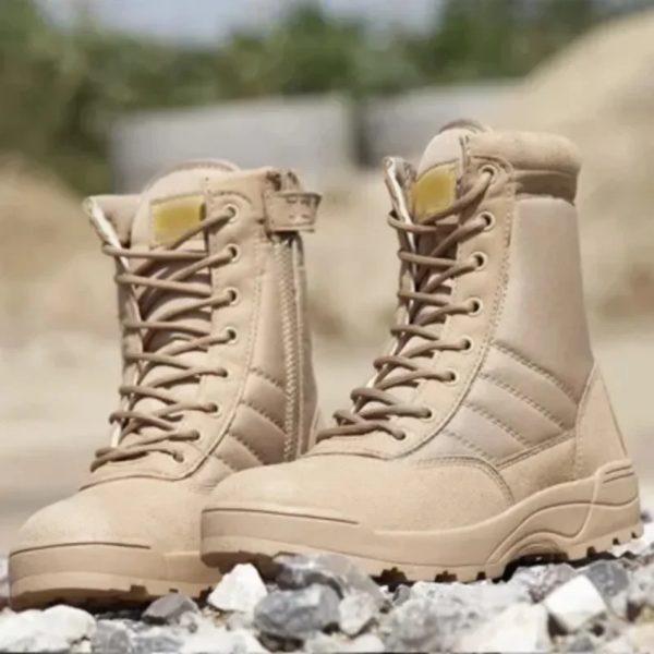 Bottes en cuir respirantes pour hommes, chaussures de randonnée en plein air, bottes du désert, grande taille, mode populaire, hiver – Image 5