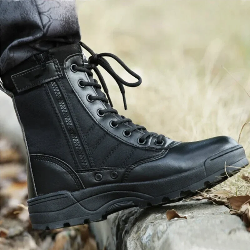 Bottes en cuir respirantes pour hommes, chaussures de randonnée en plein air, bottes du désert, grande taille, mode populaire, hiver