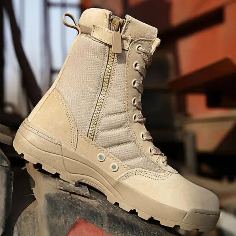 Bottes en cuir respirantes pour hommes, chaussures de randonnée en plein air, bottes du désert, grande taille, mode populaire, hiver
