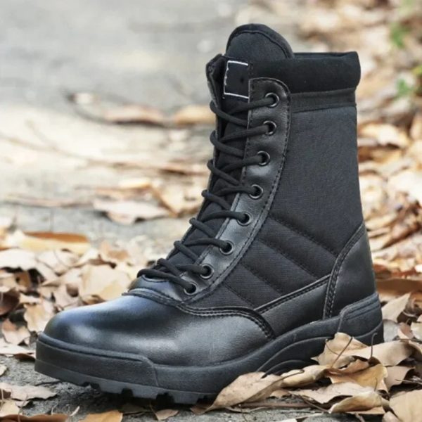 Bottes en cuir respirantes pour hommes, chaussures de randonnée en plein air, bottes du désert, grande taille, mode populaire, hiver – Image 3