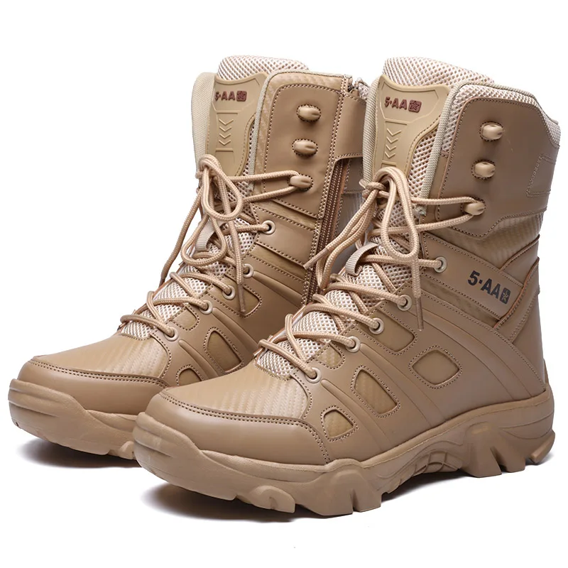 Bottes de l'armée imperméables pour hommes, chaussures de travail dans le désert, escalade, randonnée, rinçage, extérieur, grande taille, 47