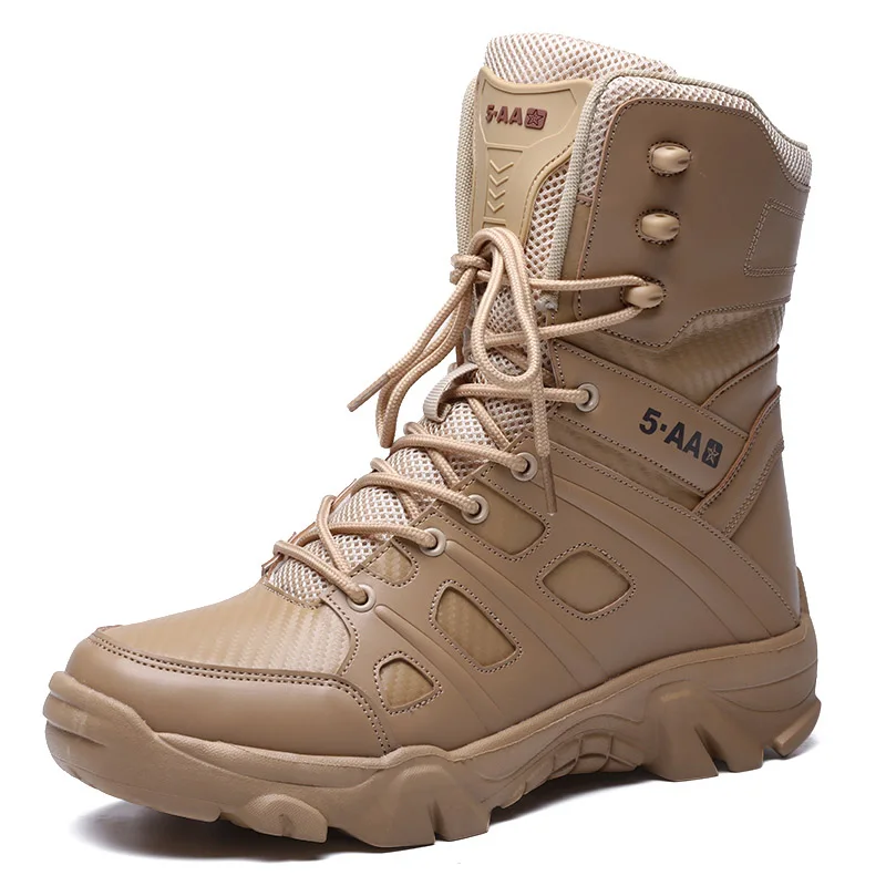 Bottes de l'armée imperméables pour hommes, chaussures de travail dans le désert, escalade, randonnée, rinçage, extérieur, grande taille, 47