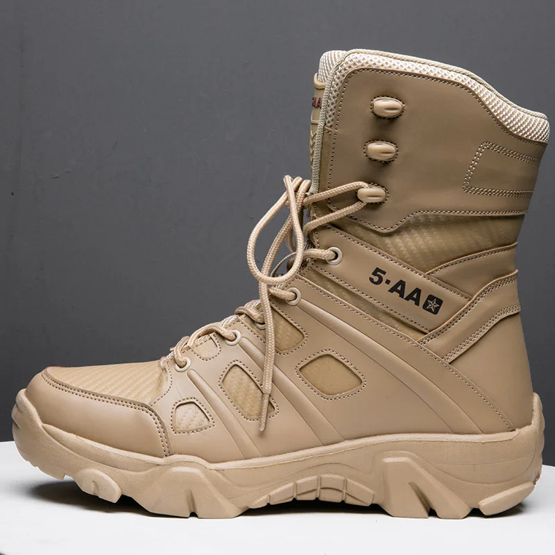 Bottes de l'armée imperméables pour hommes, chaussures de travail dans le désert, escalade, randonnée, rinçage, extérieur, grande taille, 47