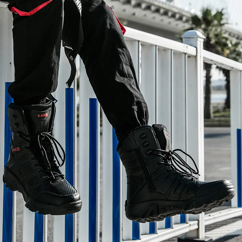 Bottes de l'armée imperméables pour hommes, chaussures de travail dans le désert, escalade, randonnée, rinçage, extérieur, grande taille, 47