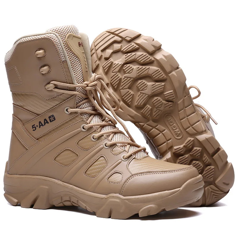 Bottes de l'armée imperméables pour hommes, chaussures de travail dans le désert, escalade, randonnée, rinçage, extérieur, grande taille, 47