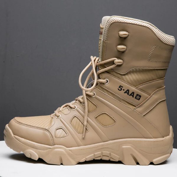 Bottes de l'armée imperméables pour hommes, chaussures de travail dans le désert, escalade, randonnée, rinçage, extérieur, grande taille, 47 – Image 6