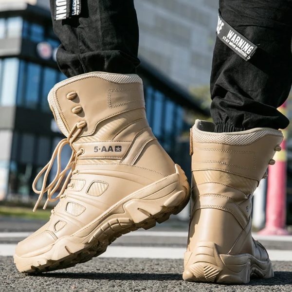 Bottes de l'armée imperméables pour hommes, chaussures de travail dans le désert, escalade, randonnée, rinçage, extérieur, grande taille, 47 – Image 3