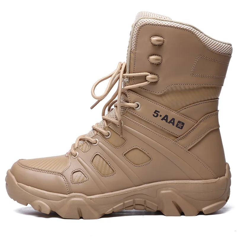 Bottes de l'armée imperméables pour hommes, chaussures de travail dans le désert, escalade, randonnée, rinçage, extérieur, grande taille, 47