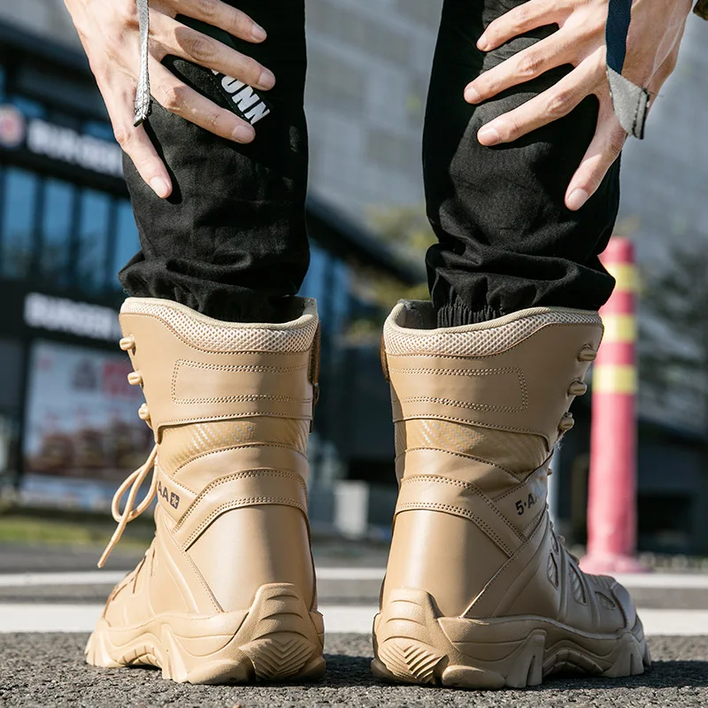 Bottes de l'armée imperméables pour hommes, chaussures de travail dans le désert, escalade, randonnée, rinçage, extérieur, grande taille, 47